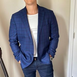 Zignone Plaid Blue Blazer/ Suit Jacket